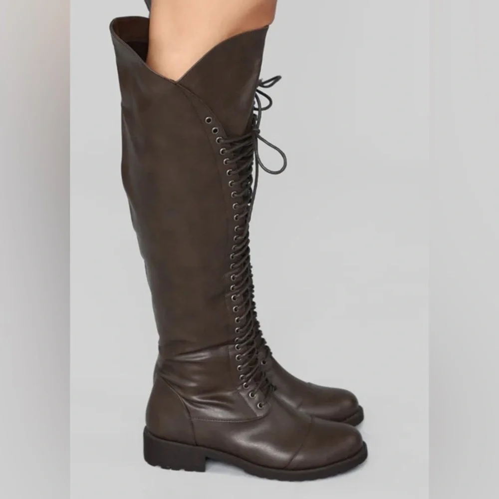 Street Style Brown Lace-Up Boots NEW 🏷️